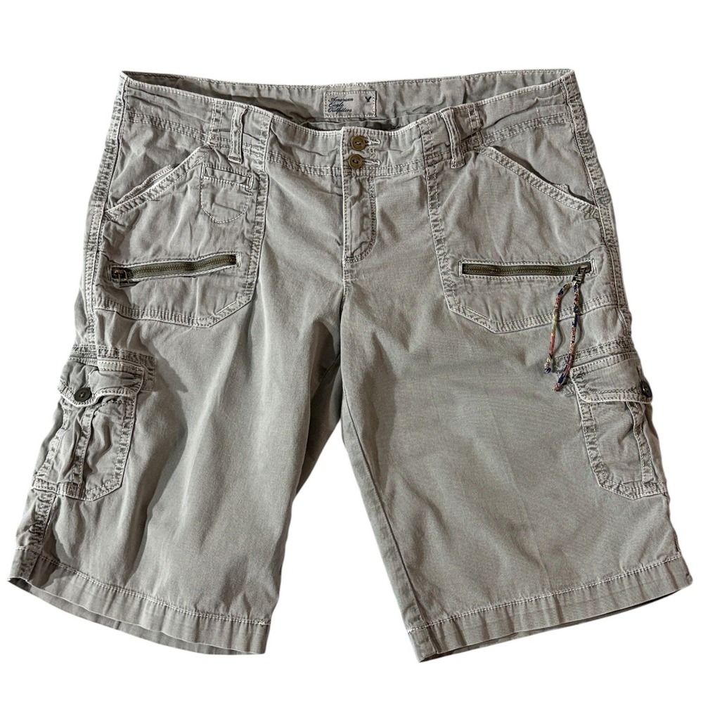 American Eagle Outfitters Gray Stretch Cargo Shorts Women's Size 8 Utility